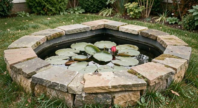 Een Trachycarpus in een pot op een zonnige stoep, met vezelige stam en waaierbladen die tegen een witte muur scherp afsteken, van opzij gefotografeerd in de ochtendzon.